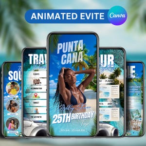 Digital Punta Canva Birthday Trip Itinerary Template, Weekend Travel Planner Template, Digital Download, Canva Editable Template