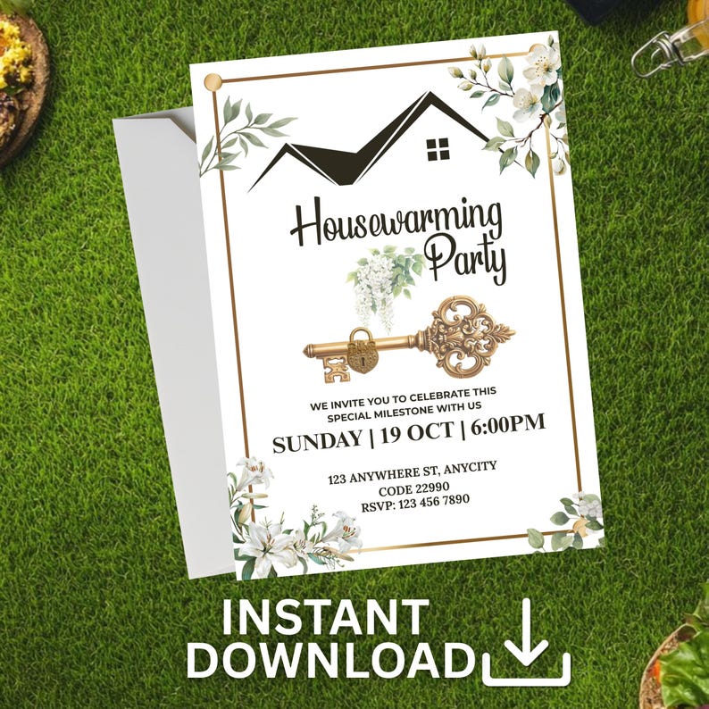 Editable Housewarming Invitation Template, New Home Party Invite, Canva ...