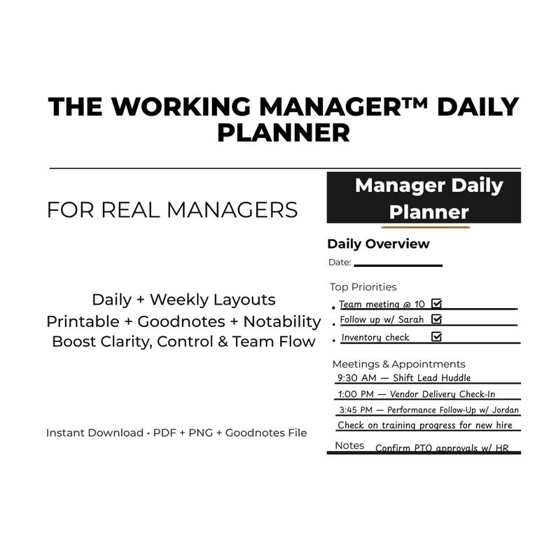 Manager Weekly Log Manager Weekly Planner Printable • Leadership Review • Team Coaching ...