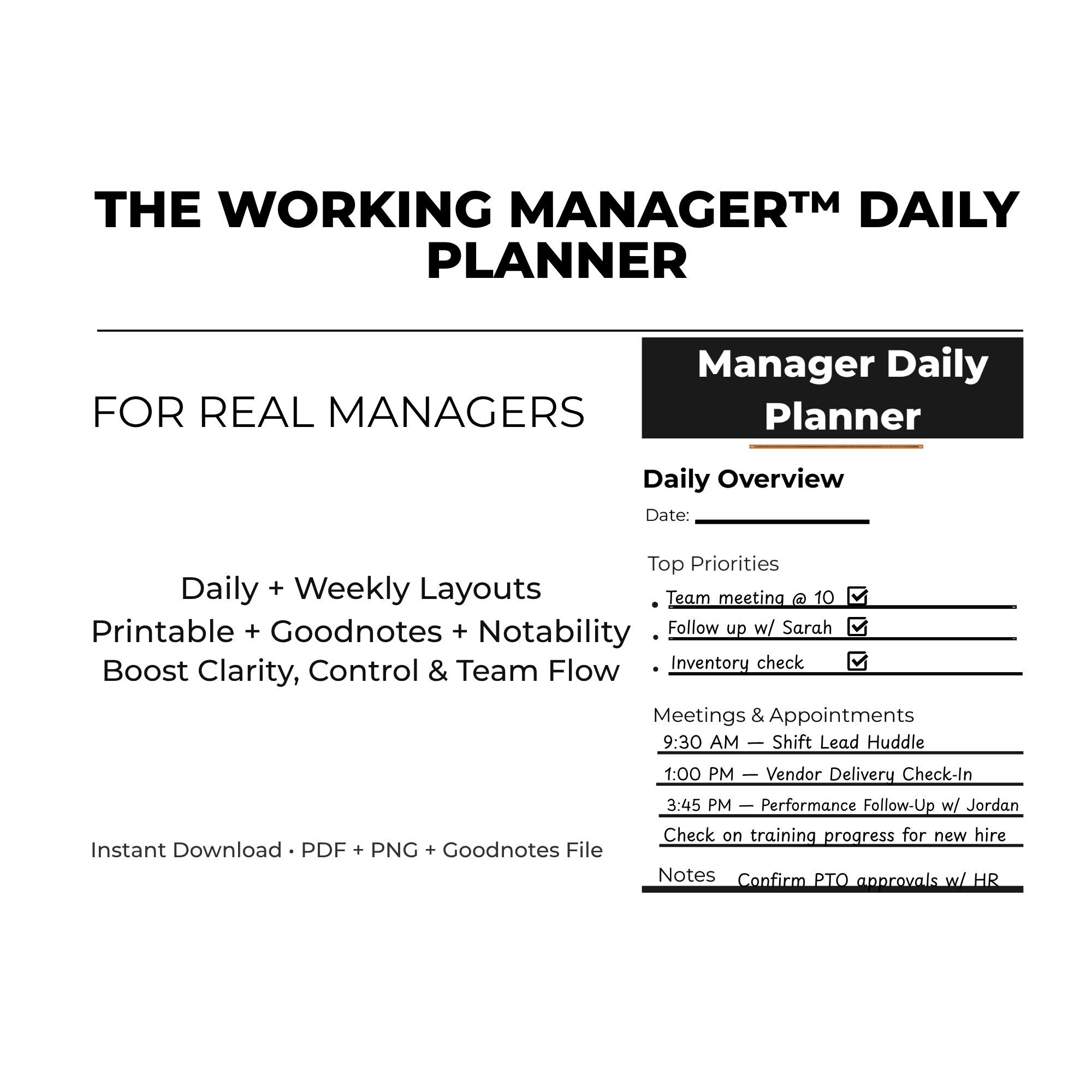 Manager Weekly Planner Printable • Leadership Review • Team Coaching ...