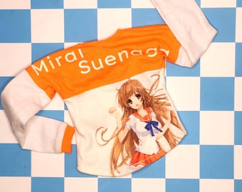 Mirai Suenaga Orange Weiß Color Block Sweatshirt - 1/3 Puppenkleidung