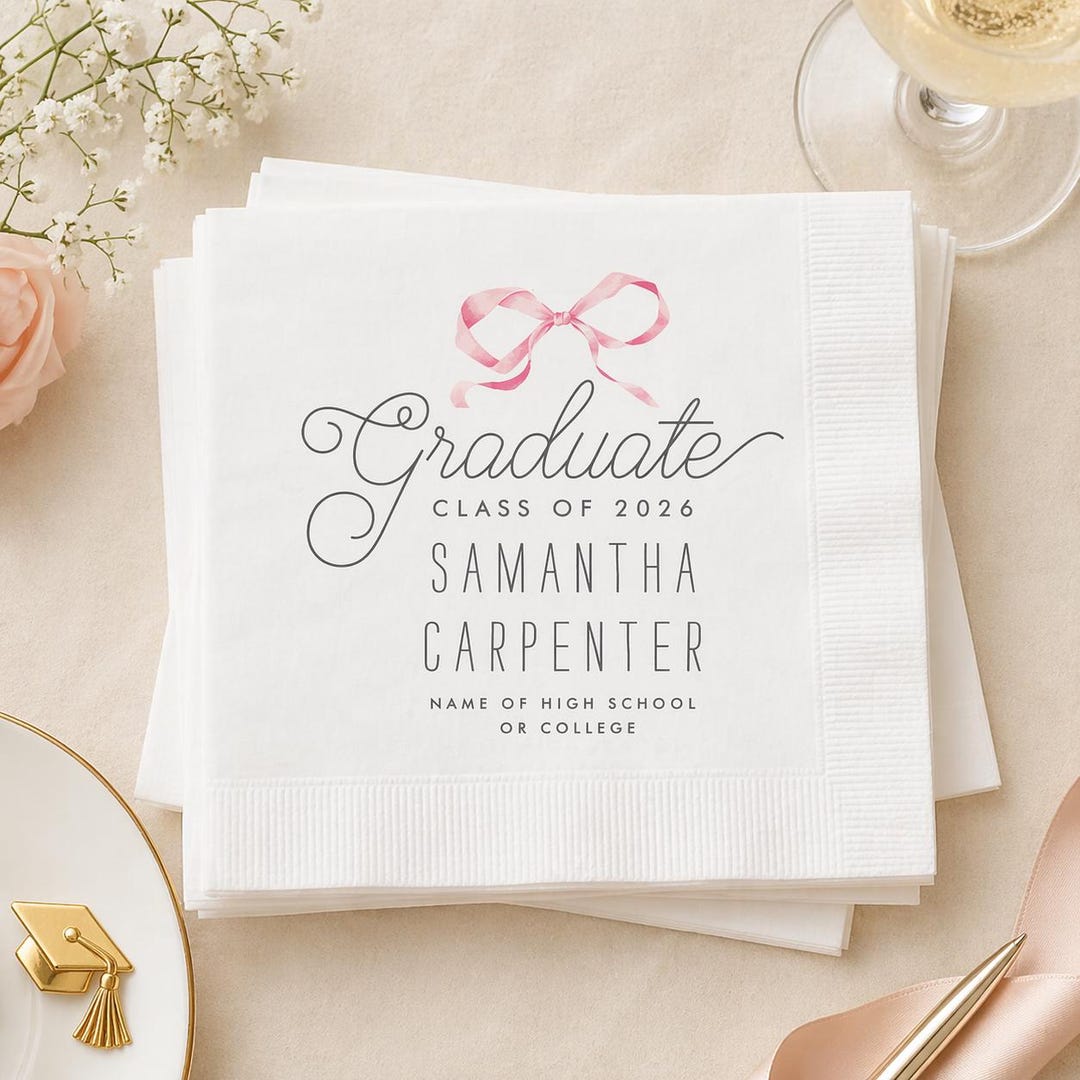 Elegant Graduation Napkins Personalized Name Class of 2026 Custom ...