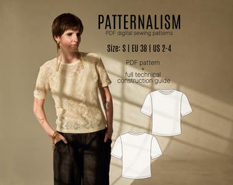 Semi Fitted T-Shirt Sewing Pattern | Women's Crew Neck Tee (PDF Download)