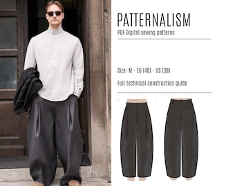 O-Shape Trousers PDF Sewing Pattern | Deep Pleat Balloon Leg Pants (Digital Download)