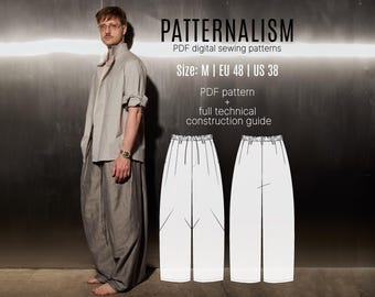 O-Shape Trousers Sewing Pattern | Men's Architectural Pleated Trousers Sewing Pattern | Wide Leg Pants (PDF Download)