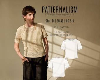 Semi Fitted T-Shirt Sewing Pattern | Women's Crew Neck Tee (PDF Download)