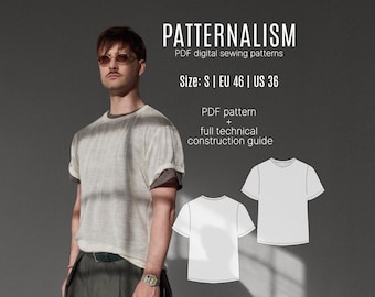 Men's Semi Oversize T-Shirt Sewing Pattern | Relaxed Fit Crew Neck (Digital Download)