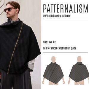 Asymmetrical Cape Sewing Pattern | Minimalist Poncho PDF (Digital Download)