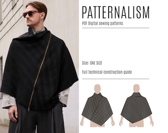 Asymmetrical Cape Sewing Pattern | Minimalist Poncho PDF (Digital Download)