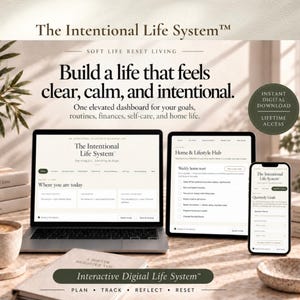 Interactive Digital Life Planner Dashboard | Intentional Life System for Women | No Notion, No Subscription
