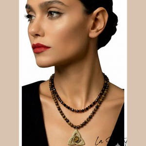 Tiger Eye Trisquel Talisman Necklace – Inner Strength, Protection Amulet