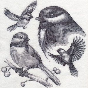 embroidered chickadee sweatshirt