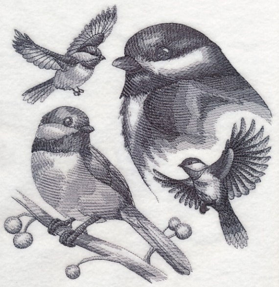 Embroidered chickadee sweatshirt Clearance
