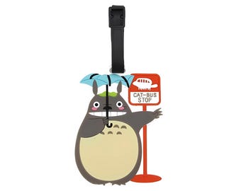 Etiqueta para maleta con diseño de dibujos animados/anime de The Cell, con correa ajustable, inspirada en Studio Ghibli.