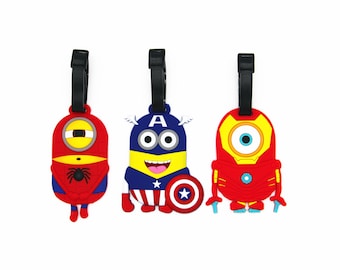 Etiqueta para equipaje con diseño de dibujos animados/anime de Cell, con correa ajustable, ideal para fans de los Minions, superhéroes y del fútbol.