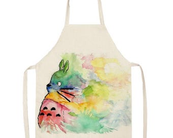 Delantal con babero resistente al agua, de estilo cómic/anime, inspirado en Studio Ghibli.