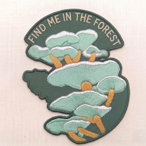 Embroidered Mushroom Patch Find Me in the Forest Cottagecore Nature Art Ciuperci Patch Mushroom