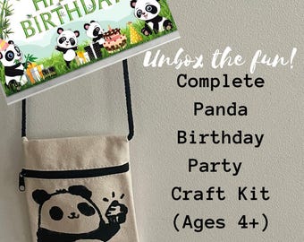 Panda Birthday Party Craft Kit for 5 Kids (Ages 4+) – All-Inclusive Decorations & Activity – Kids Birthday Party Favors