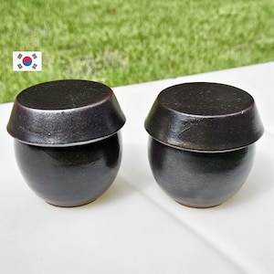 Handmade Korean Onggi Clay Jar Set | Lidded Pottery Canister for Tea, Salt, Spice YEJO