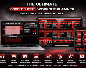 Fitness Planer für Personal Trainer, Google Sheets Template, Tracke Workouts, Mahlzeiten & Fortschritt