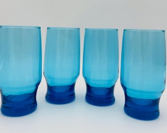 Vintage Laser Blue Tumblers | Set of 4 | Caribbean blue