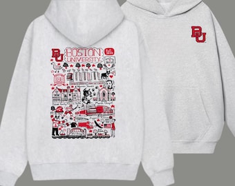 Custom College Hand Sketched Graphic Sweatshirt, Personalized University BU Hoodie, College Alumni Gift , Vintage University Campus Shirts