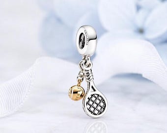 pandora shine  925 tennis racket & ball charm pendant ,gift for her