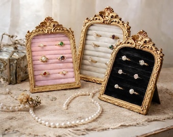 Soporte para anillos de terciopelo dorado, organizador de joyas para anillos, recuerdo de propuesta de dama de honor, regalo para ella, decoración de boda.