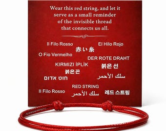 Pulsera de hilo rojo para hombre y mujer, pulsera ajustable hecha a mano con cordón rojo, pulsera minimalista de amistad para parejas, regalo significativo.