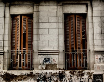 Argentina Balcony Windows in Urban Decay - Buenos Aires San Telmo district - Fine Art Photography Print - 8x12