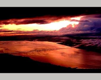 Sunbeams Aerial Landscape of Scotland - Fine Art Photography - 8x12  - Affordable Home Decor