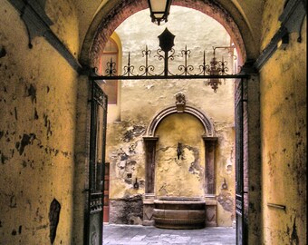 Fountain in Courtyard - Siena, Italy - Fine Art Photography Print - 8x12 - Travel