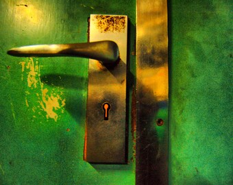 Metal Keyhole Door Handle- New Zealand - Fine Art Photography Print - 8x12- Affordable Home Decor