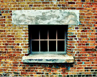 Red Brick Window - Fine Art Photography Print - 8x12 - St George Bermuda Abstract Decor