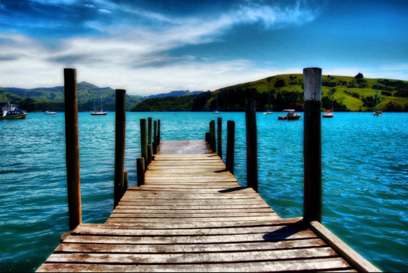 Peaceful Dock, New Zealand Fine Art Photography Print 8x12 Calm image 1