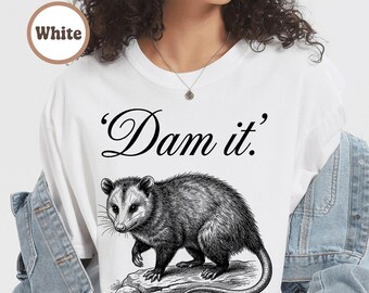 Camiseta divertida de zarigüeya con la frase "¡Maldita sea!" / Camiseta gráfica vintage de estilo naturalista / Comfort Colors 1717 / Camiseta sarcástica de animales / Regalo divertido para ella