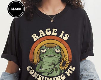 Camiseta "La rabia me consume" / Camiseta con estampado de rana divertida / Comfort Colors 1717 / Camiseta con humor sarcástico / Regalo divertido para ella