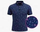 Men’s “Girl Dad” Polo Shirt, Cute Baby Pattern Tee, Playful Teddy, Balloon Castle Print, Front & Back Pattern, Polyester Summer Golf Shirt