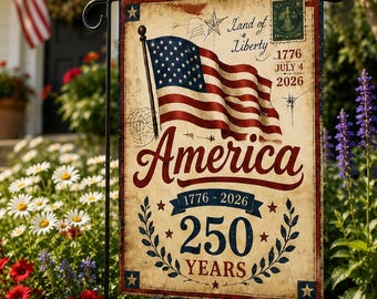 USA 250th Anniversary Garden Flag Bundle, 1776 2026  Patriotic Americana Yard Flags Set, Vintage Floral Fireworks Quilt Freedom Decor Porch