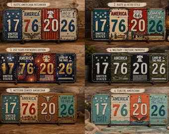 USA 250th Anniversary Block Sign,Rustic License Plate Art 1776-2026 Semiquincentennial Decor, Year Of Freedom Vanity Plate accessory For Car