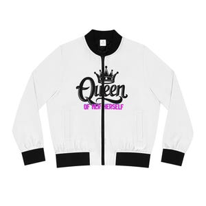 Queen of Herself Bomber Jacket | Crown Script Typography
