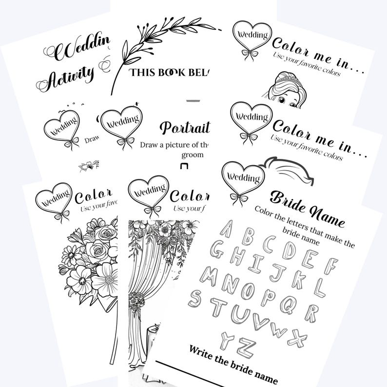 Kids Wedding Activity Book Printable, 30 Page Wedding Coloring & Games ...
