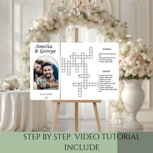 Custom Wedding Crossword Printable with Photo Giant Sip and Solve Puzzle Sign Editable Crossword Template Game Large Wedding Activity Poster