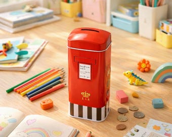 Hucha de metal retro con forma de buzón, alcancía vintage, caja de ahorros para niños, decoración de escritorio, regalo para niños, decoración para el hogar y la oficina.