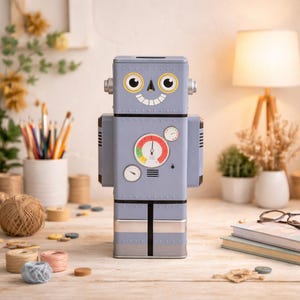 Retro Roboter Spardose für Kinder – Metall-Sparschwein, Lernspielzeug, Kinderzimmerdeko, Schreibtischdeko, Geburtstags- & Weihnachtsgeschenk