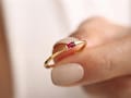 14K Gold Baguette Birthstone Ring: Dainty Stacking Ring,Minimal Baguette Birthstone Ring,Mother's Day Gift,Meaningful gift for Mother's Day.