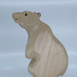 Toy Ice Bear Polar Bear wooden white black colourful father stand on two legs Size: 8,0 x 14,5 x 2,6 cm (bxhxs)  approx. 116 gr.