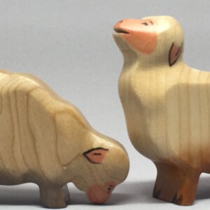 Toy Sheep wooden white brown pink colourful standing with heads up mowing Size: 7,0 x 6,5 x 2,0 cm bxhxs approx. 29,5 gr. image 4