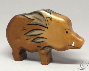 Toy wild boar wooden brown Size: 11,0 x 7  x 2,6 cm (bxhxs) approx. 65,0 gr.