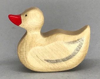 Toy duck wooden colourful white red Size: 5,5 x4,5 x 2,0 cm (b x h x s)  approx. 14,5 gr.